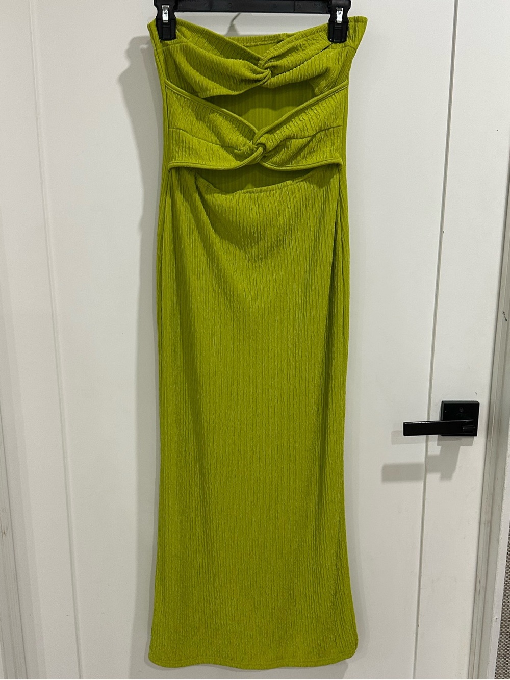 SHEIN Lime Strapless Twist-Front Maxi Dress